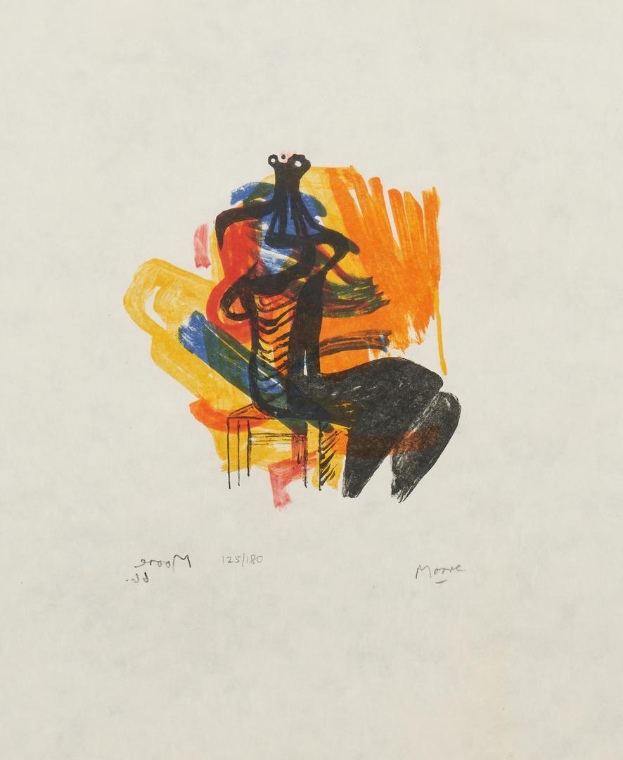 Henry Moore, Black Seated Figure on Orange Ground (1 of 7)