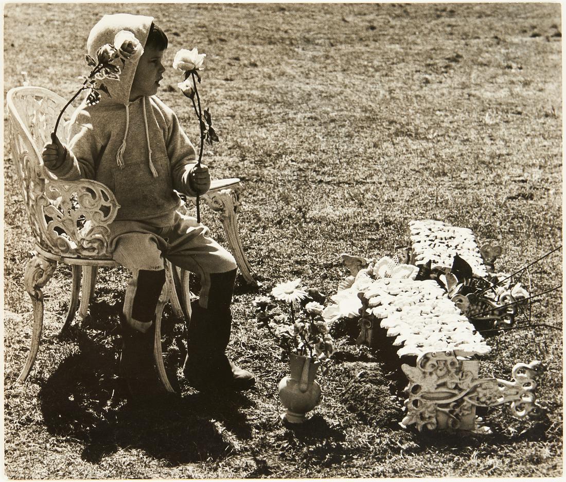 Ralph Eugene Meatyard Photograph, Child w/ Planter (1 of 6)