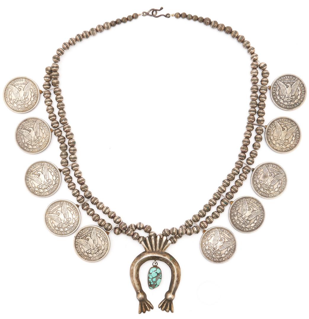 Turquoise Morgan Dollar Squash Blossom Necklace (1 of 8)