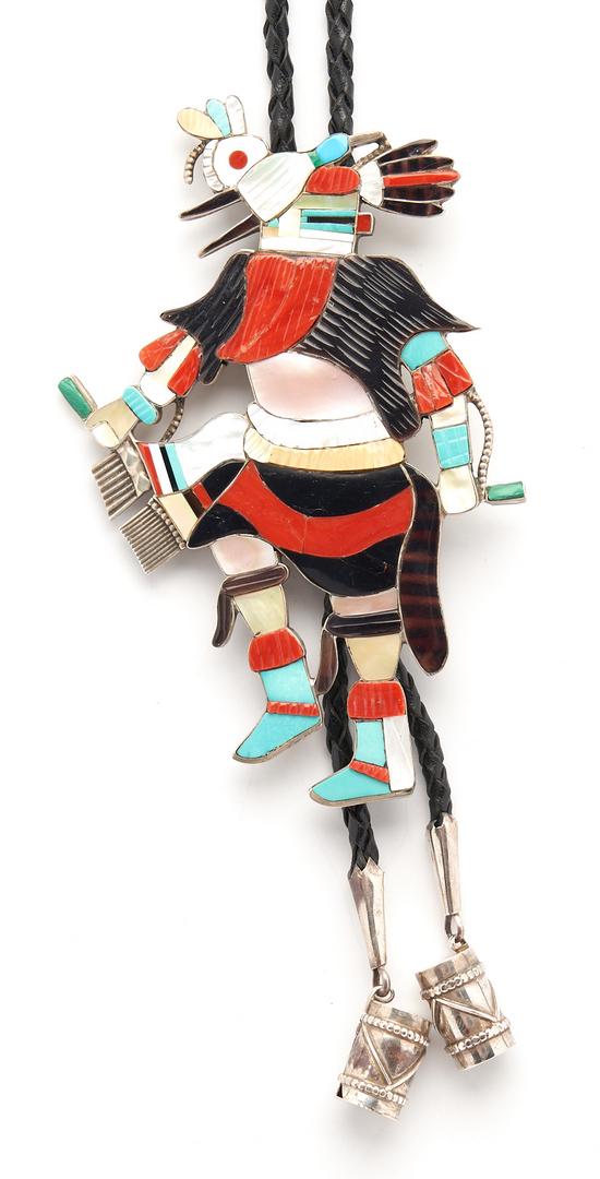 Large Eddie Beyuka Zuni Dancer Bolo Tie, Parrot (1 of 9)