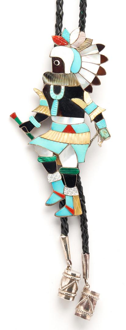 Large Eddie Beyuka Zuni Dancer Bolo Tie, Warrior (1 of 9)