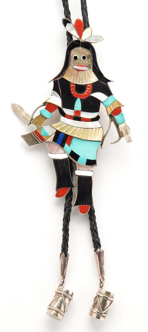 Large Eddie Beyuka Zuni Dancer Bolo Tie, Ogre (1 of 9)