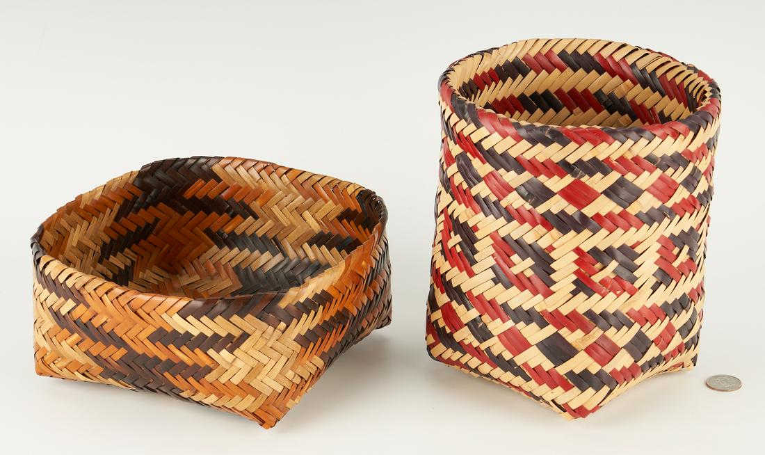 2 Double Weave Rivercane Baskets, Cherokee & Choctaw (1 of 20)