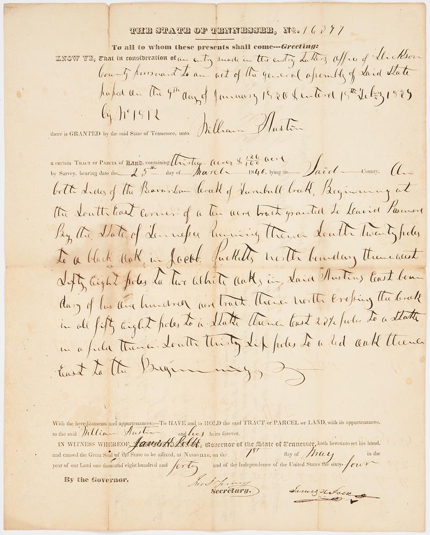 James K. Polk Signed Land Grant, 1840 (1 of 10)