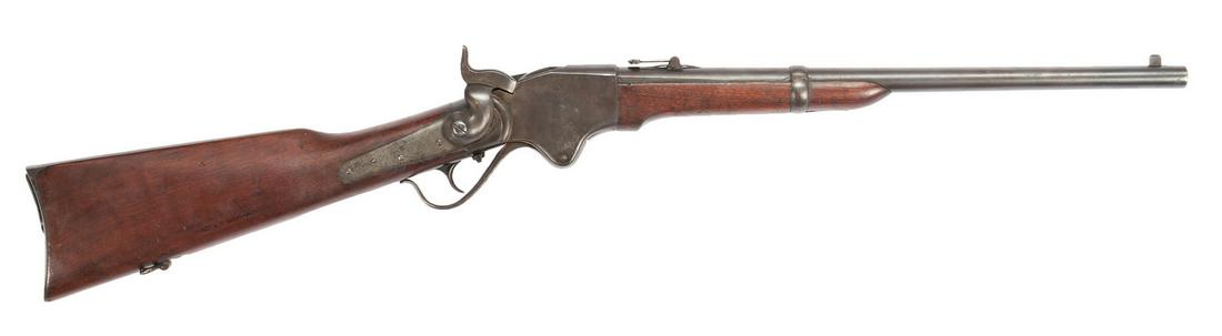 Burnside Contract Model 1865 Spencer Repeating Carbine,: Burnside Contract Model 1865 Spencer Repeating Carbine, .52 caliber, serial number 32550 to rear of the frame near the hammer. Top flat of receiver marked "MODEL/1865/SPENCER REPEATING RIFLE/PAT'D MAR