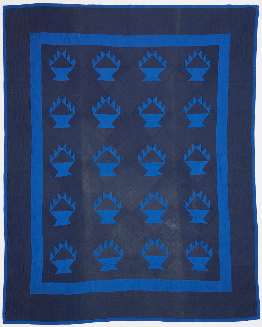 Amish Basket or "Hands" Quilt, blue (1 of 7)