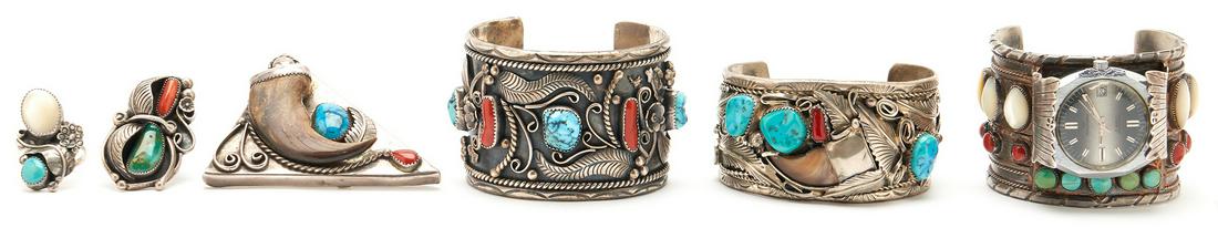 6 Native American Sterling & Stone Jewelry Items, incl. (1 of 20)