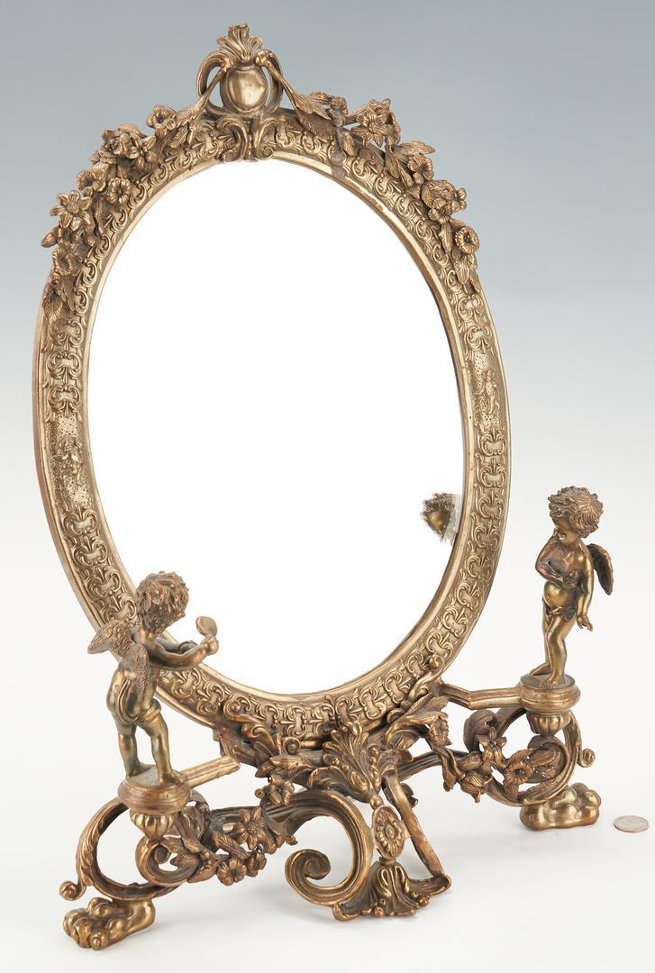 Louis XV Style Bronze Tabletop Vanity Mirror w/ Figural (1 of 10)
