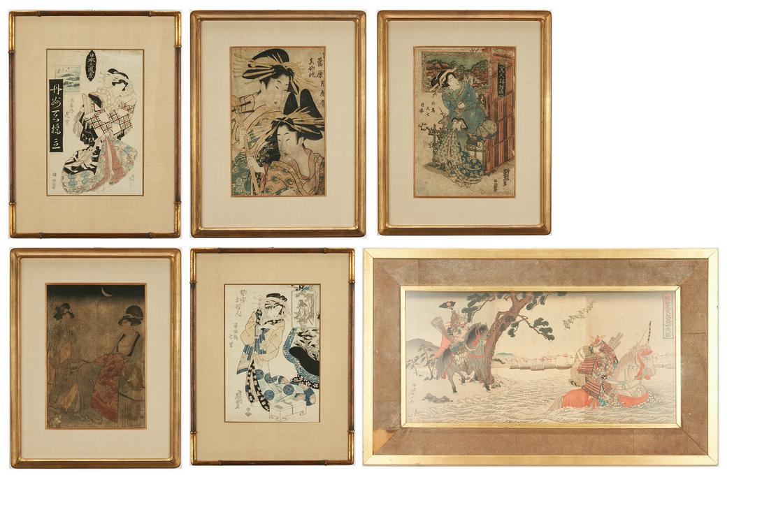 6 Framed Japanese Woodblock Prints, incl. Chikanobu (1 of 20)