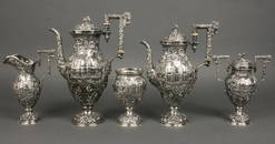 69: Sterling Repousse Castle Pattern Tea Service