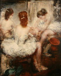 203: Grigory Gluckmann oil on panel, "Dressing Room" 