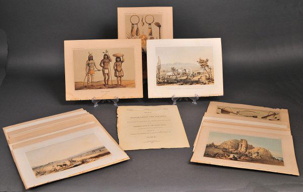 Western Lithographs, Native Americans c. 1853: Approximately 25 tinted lithographs of western scenes, taken from Reports of Explorations and Surveys, to Ascertain the most Practicable and Economical Route for a Railroad from the Mississippi River