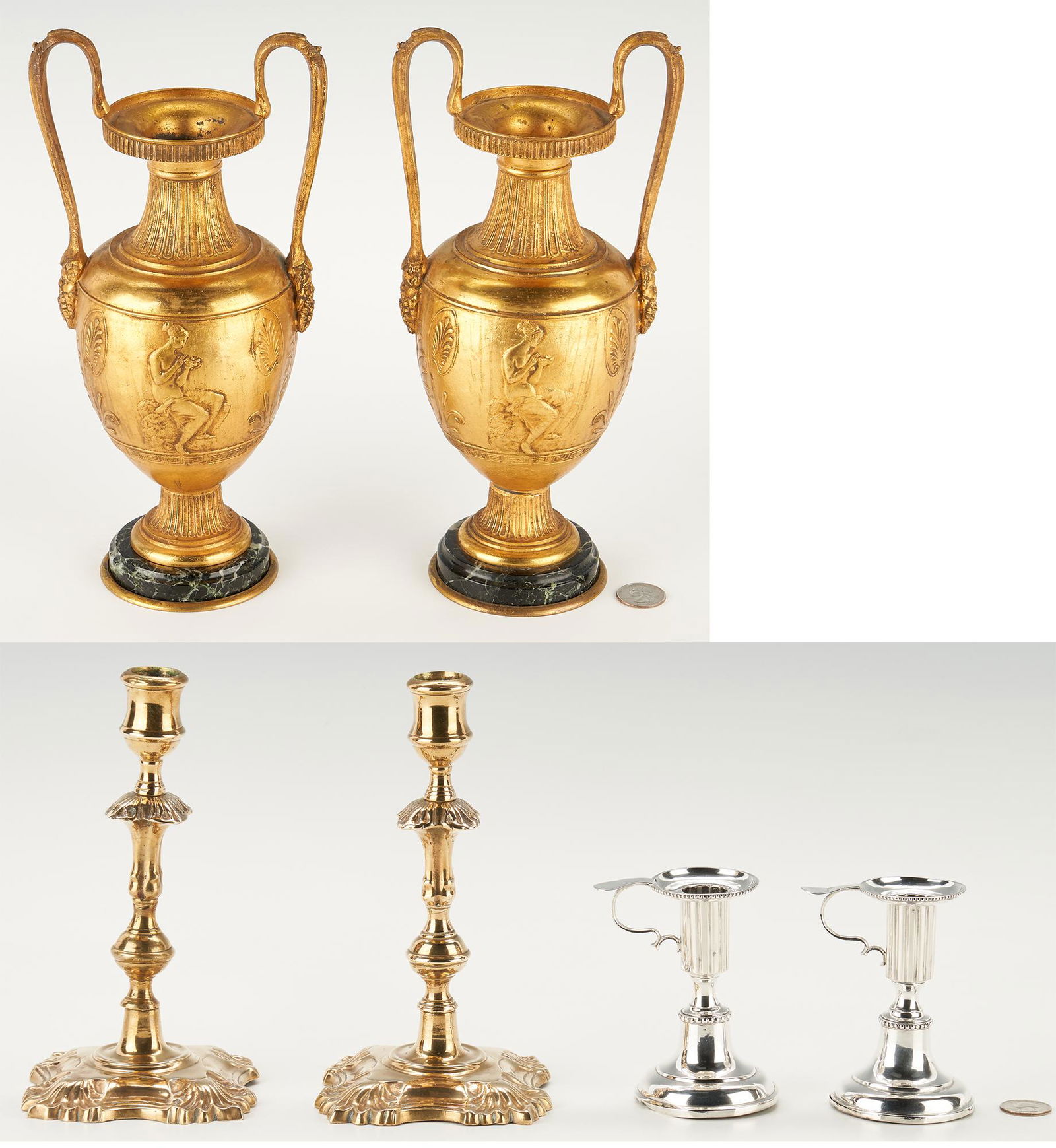 Pair Neo-Classical Urns plus Sterling and Brass (1 of 20)