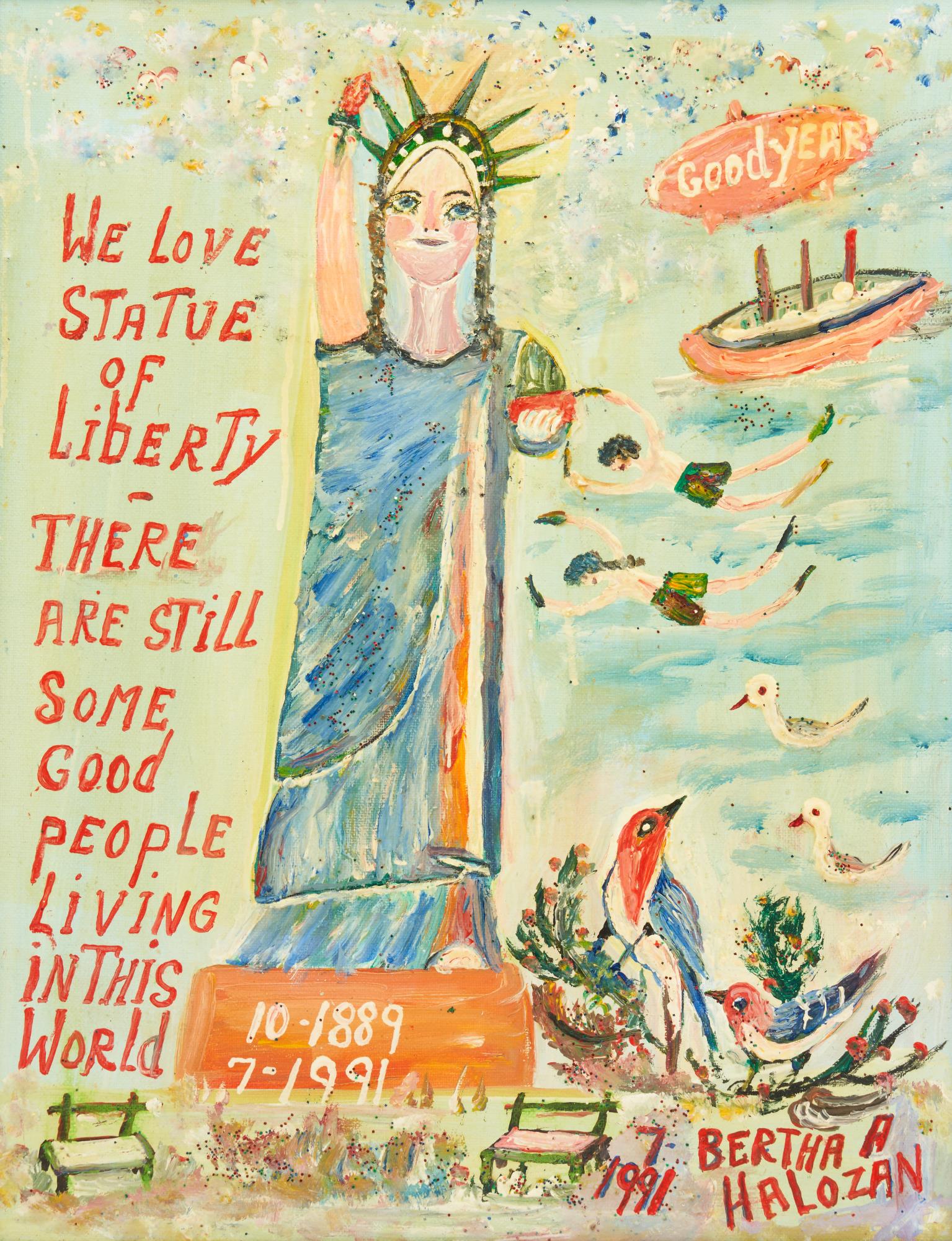Bertha Halozan Outsider Art Painting, Statue of Liberty (1 of 12)