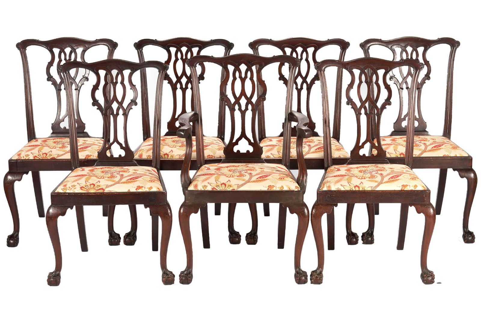 Set of 7 Chippendale Style Carved Mahogany Dining (1 of 20)