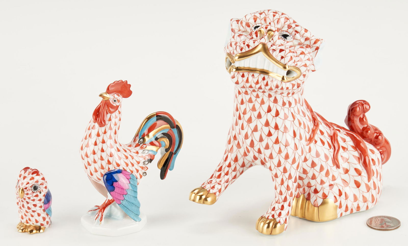 3 Herend Porcelain Figurines, incl. Temple Lion, (1 of 9)