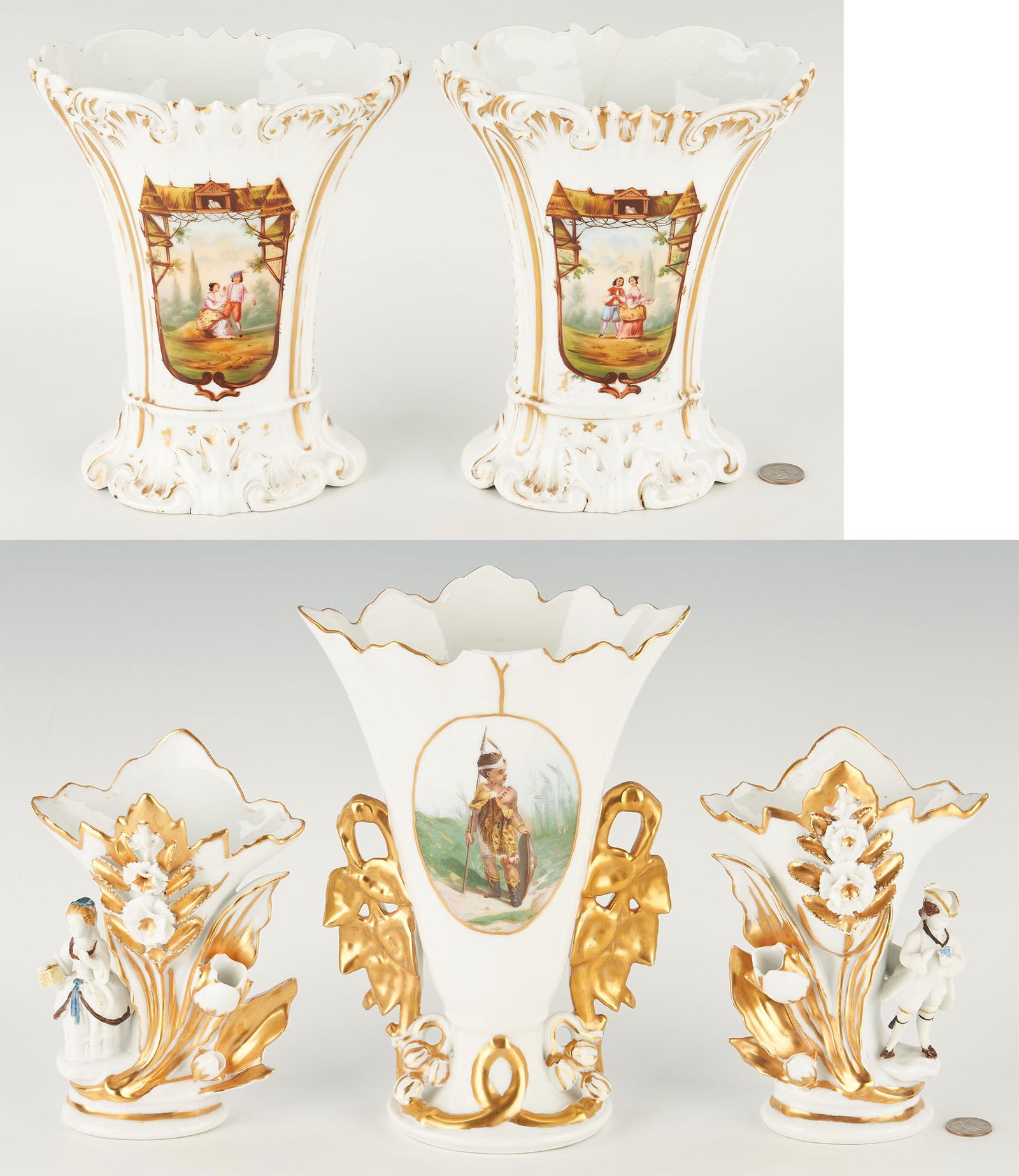 5 Old Paris Porcelain Vases, incl. Pairs (1 of 20)