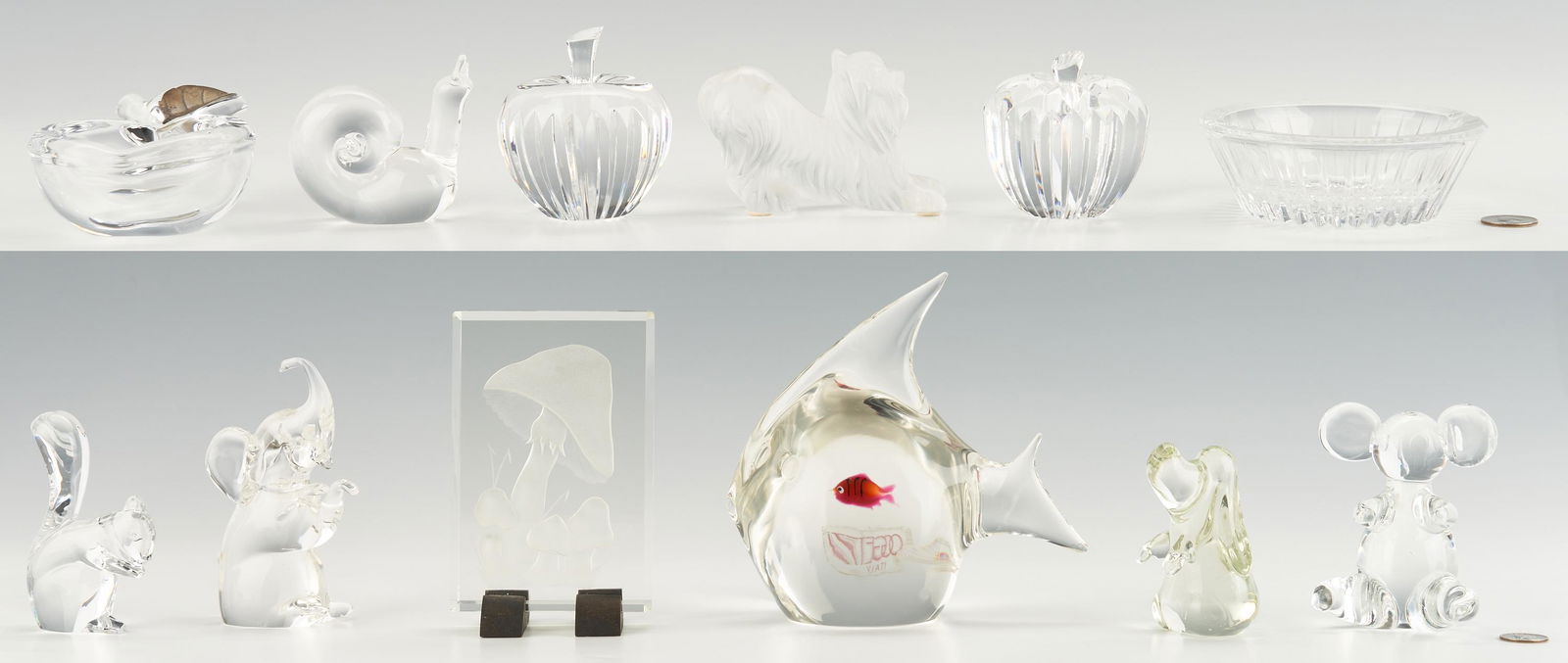 12 Glass Decorative Items, Incl. Steuben, Lalique, (1 of 20)