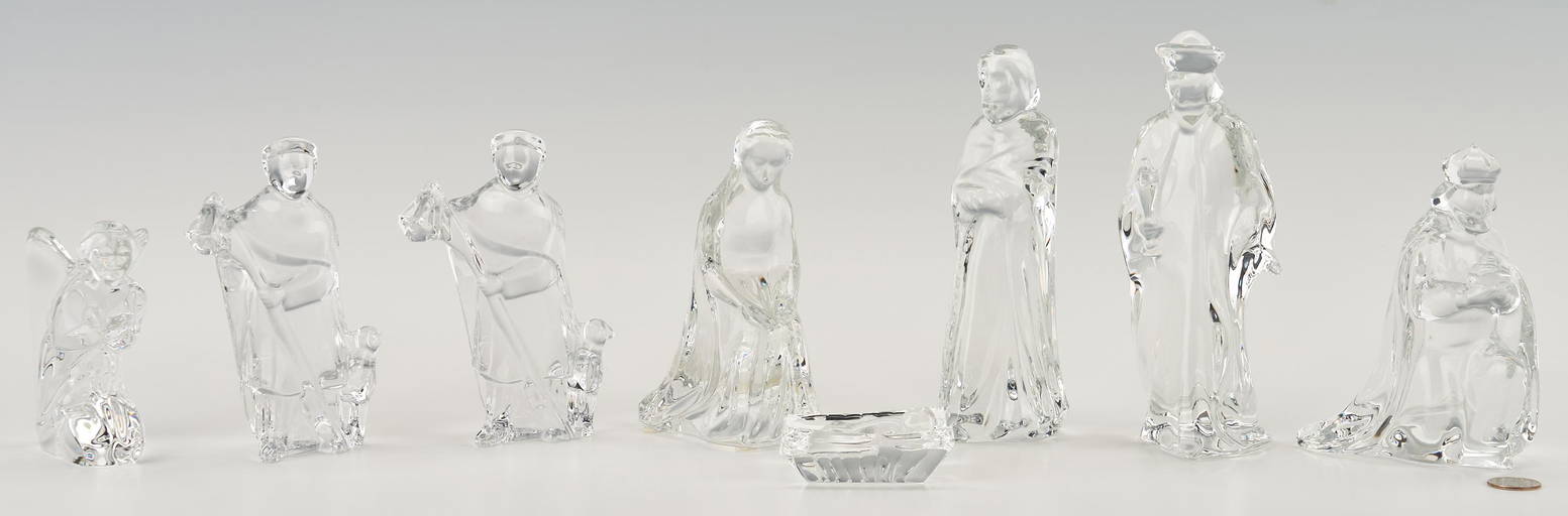 8 Baccarat Crystal Nativity Figurines