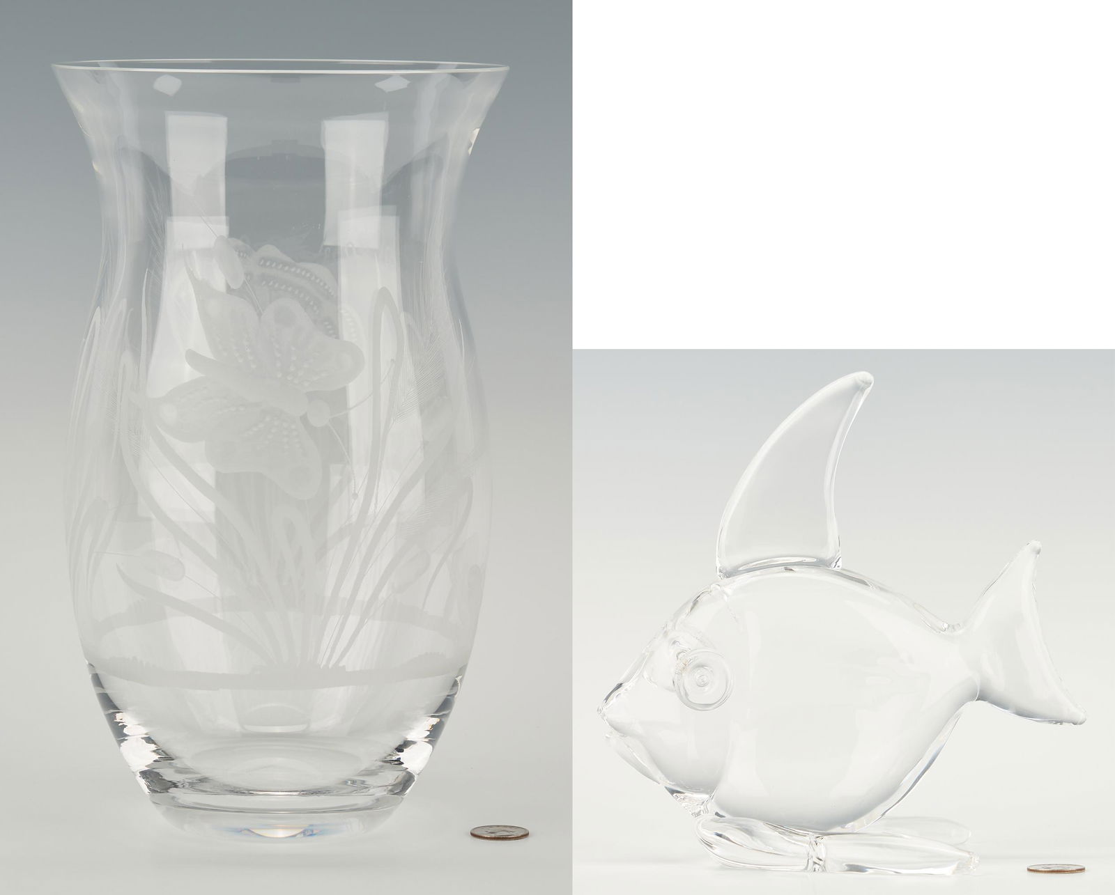 Tiffany & Co. Etched Glass Vase & Steuben Glass Fish (1 of 20)
