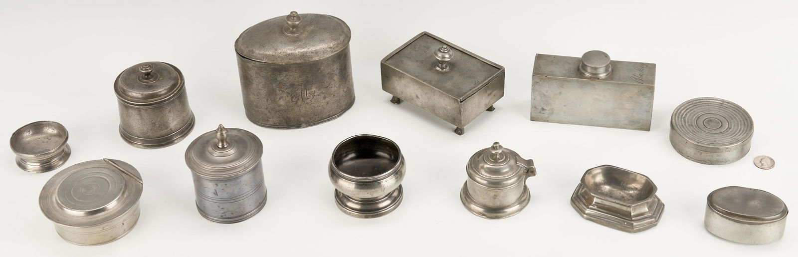 12 Pcs. English or European Pewter Items, incl. Tea (1 of 14)