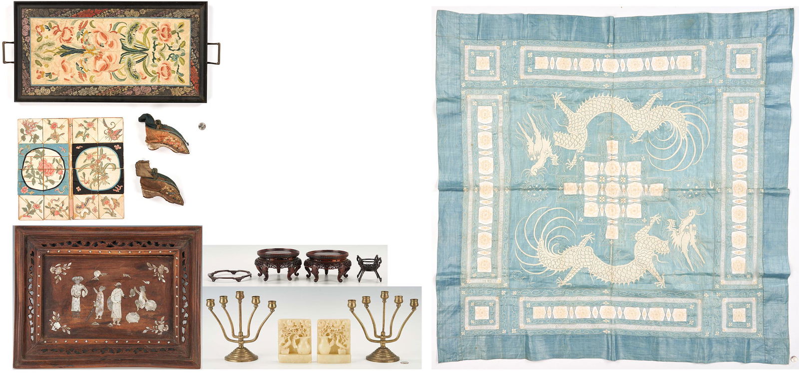 12 Asian Decorative Items, Incl. Mother of Pearl Plaque (1 of 20)