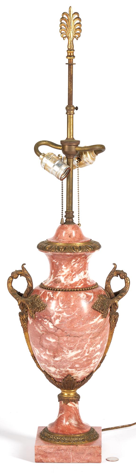 Rose Marble Neoclassical Lamp w/ Gilt Bronze Mounts (1 of 10)