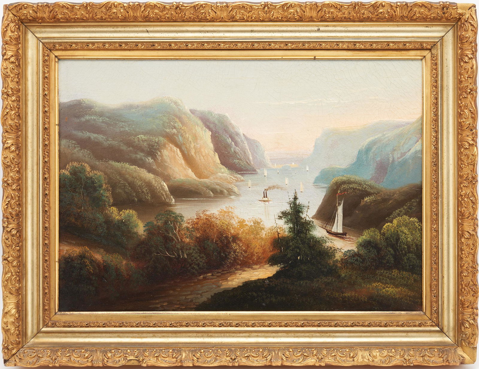American Hudson River School O/C, Ships Sailing Along (1 of 8)