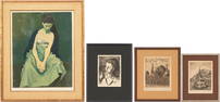 2 Raphael Soyer Prints & 2 European School Engravings,