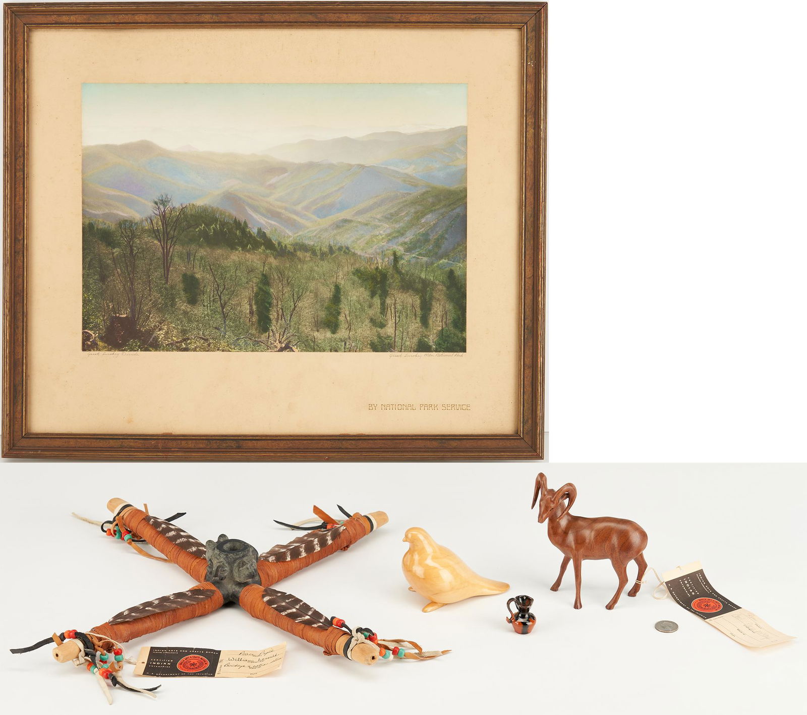 4 North Carolina Art Items, incl. Cherokee & 1 Smoky (1 of 16)