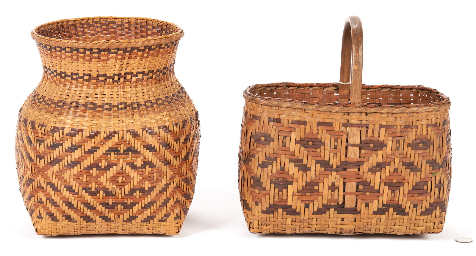 2 Early Native American Cherokee Rivercane Baskets (1 of 10)