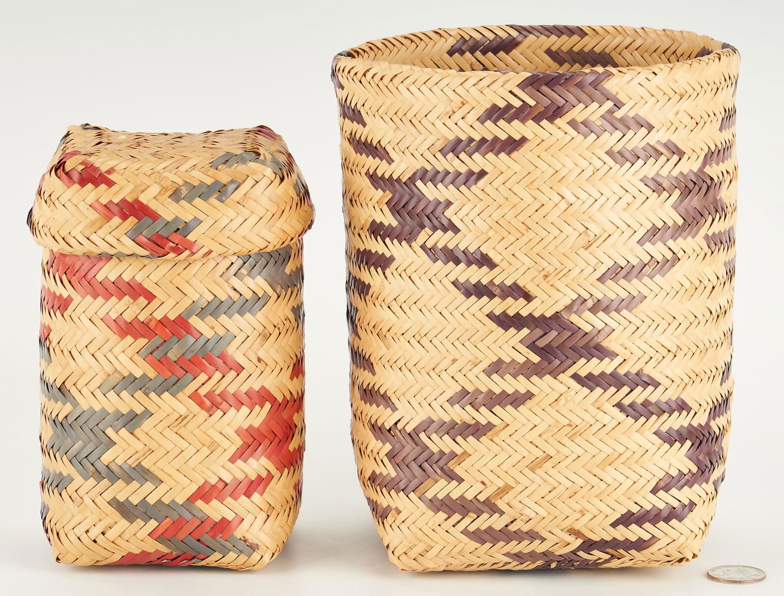 2 Contemporary Choctaw Double Weave Rivercane Baskets (1 of 12)
