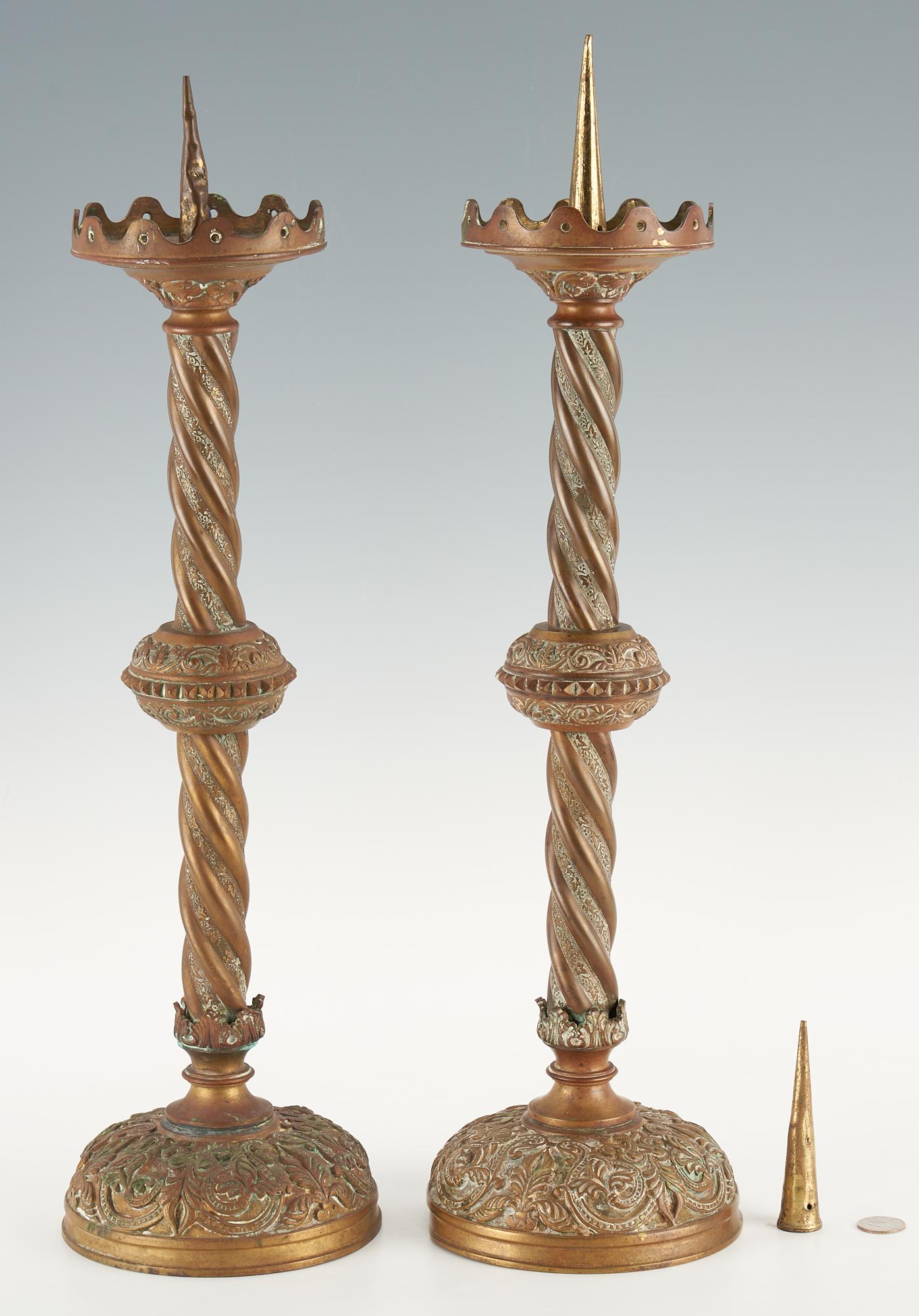 Pair Large Continental Bronze Altar Candlesticks (1 of 13)