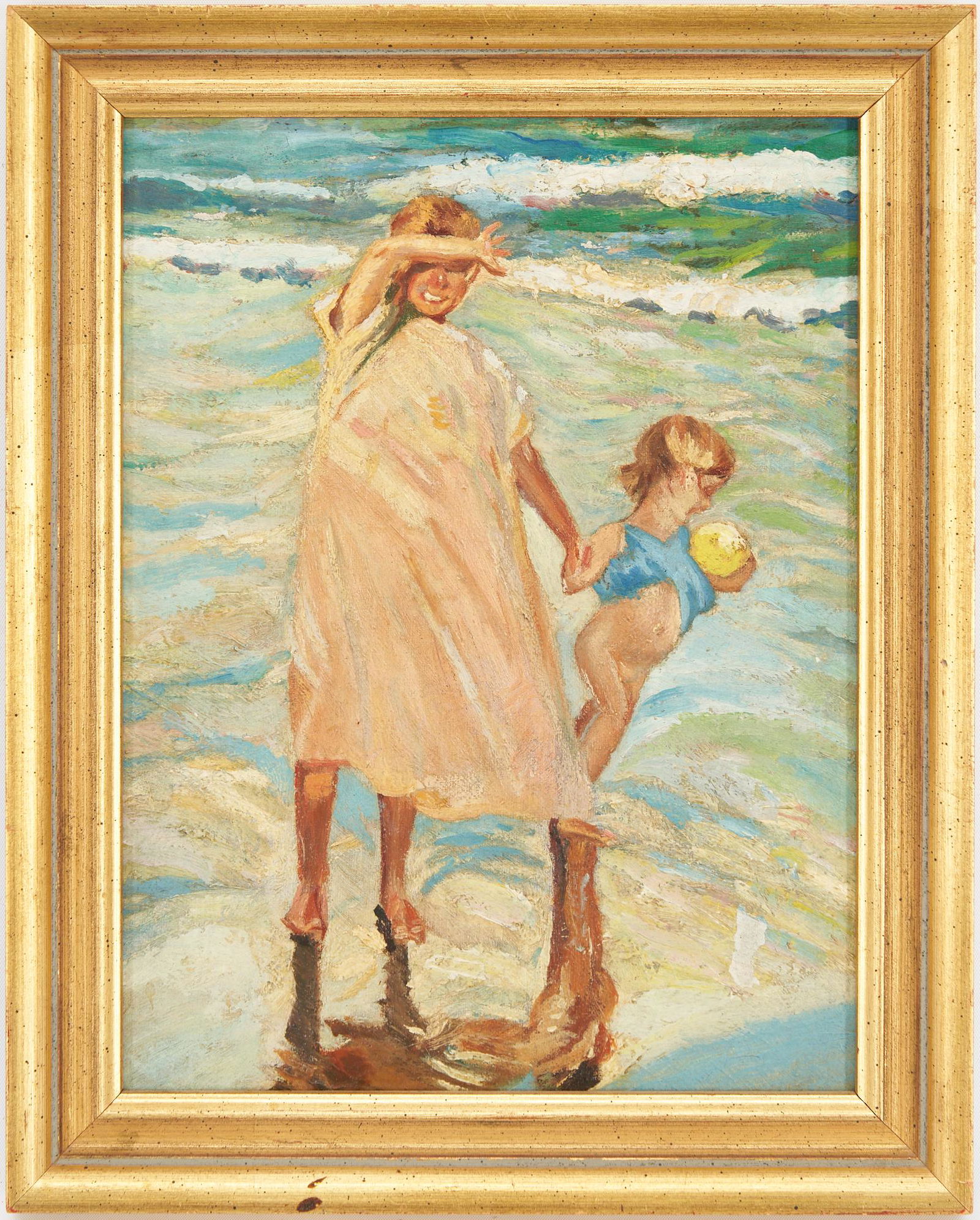 Attr. Richard Combes Oil Painting, Two Girls at the (1 of 8)
