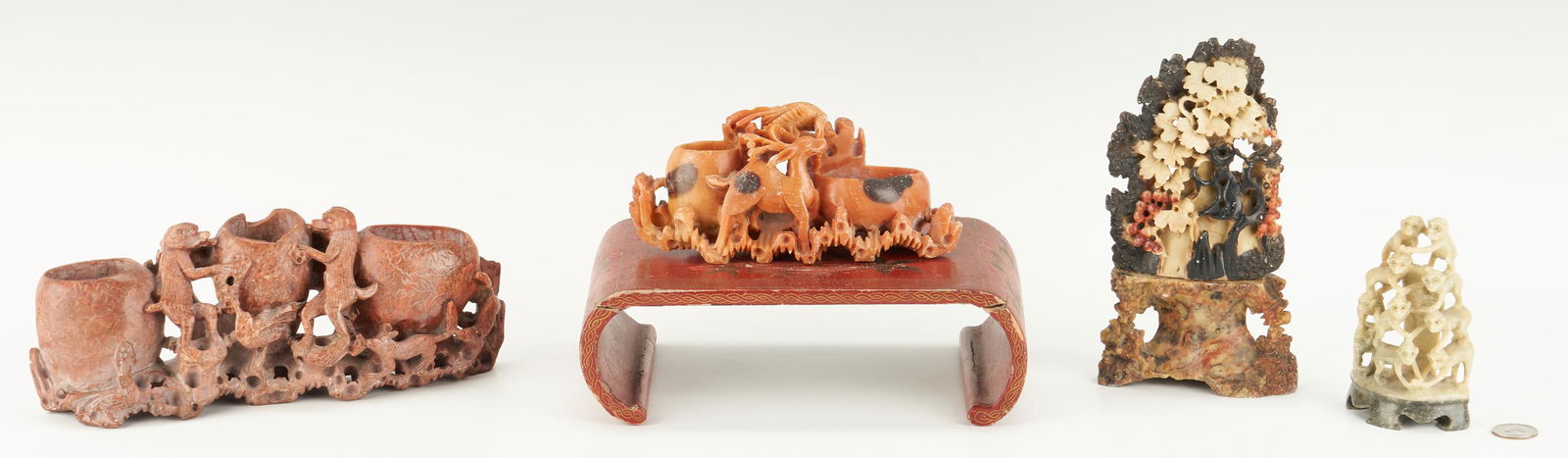 4 Asian Stone Carvings & Lacquer Stand (1 of 14)