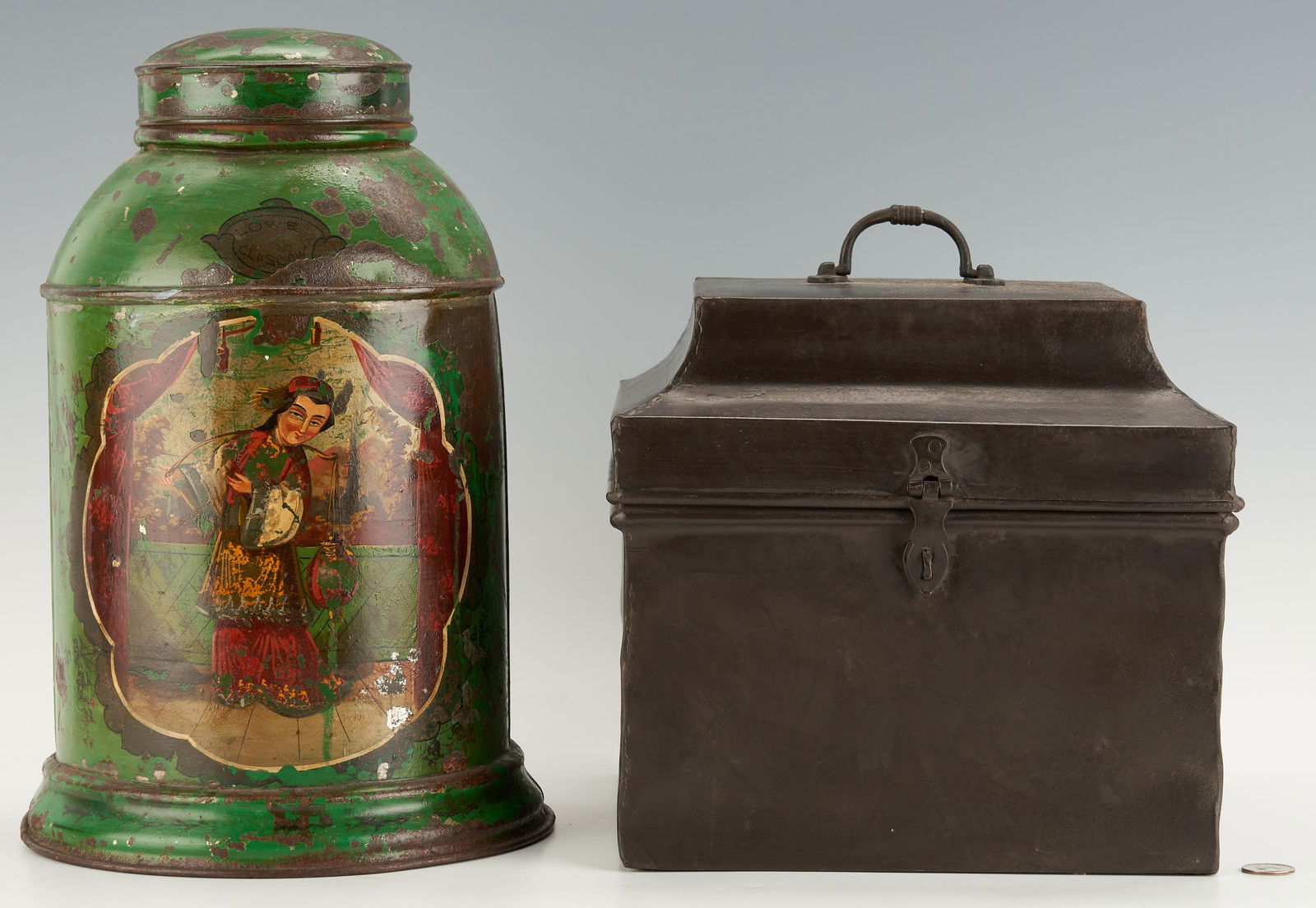 2 Toleware Items, incl. Scottish Advertising Tea Tin & (1 of 9)