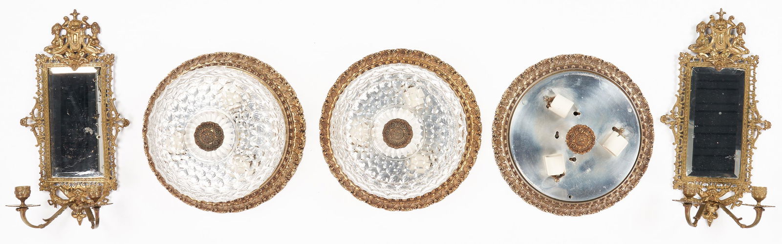 3 Sherle Wagner Ceiling Fixtures & 2 French Sconces, 5 (1 of 7)