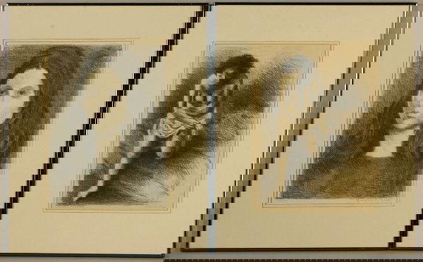 Raphael Soyer, lot of 2 lithographs: Lot of two lithographs, Raphael Soyer (American/Russian 1899 - 1987). 1st item - Raphael Soyer lithograph depicting portrait of a young girl, numbered 104/110 lower left and pencil signed lower right.