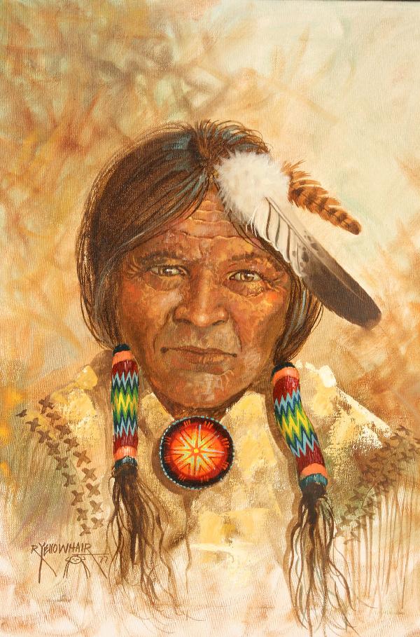 Navajo chief by Robert Yellowhair: Oil on canvas, Navajo chief by Robert Yellowhair, signed and dated lower left, excellent condition. Sight: 23 1/2" H x 17 1/2" W, Framed: 32 1/4" H x 26 1/4" W. Provenance: Knoxville, Tennessee collec