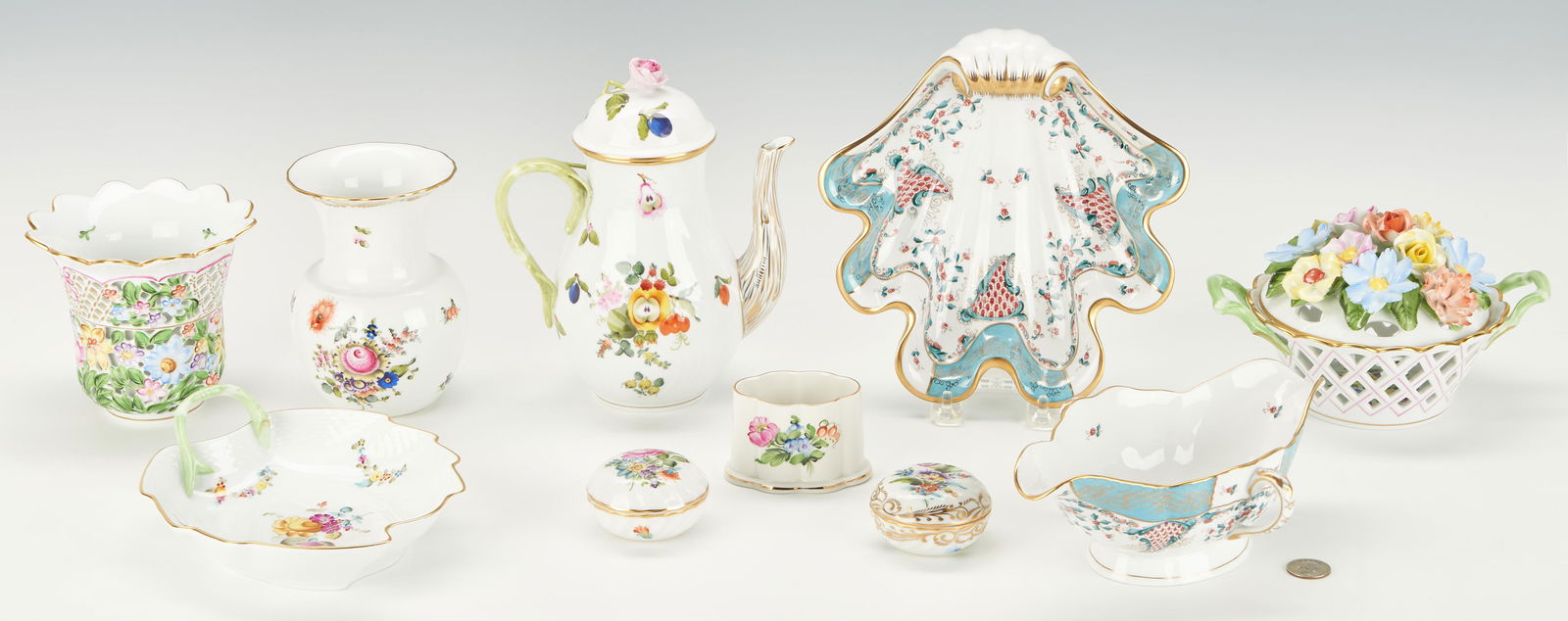 10 Herend Table Items, incl. Cornucopia, Printemps (1 of 20)