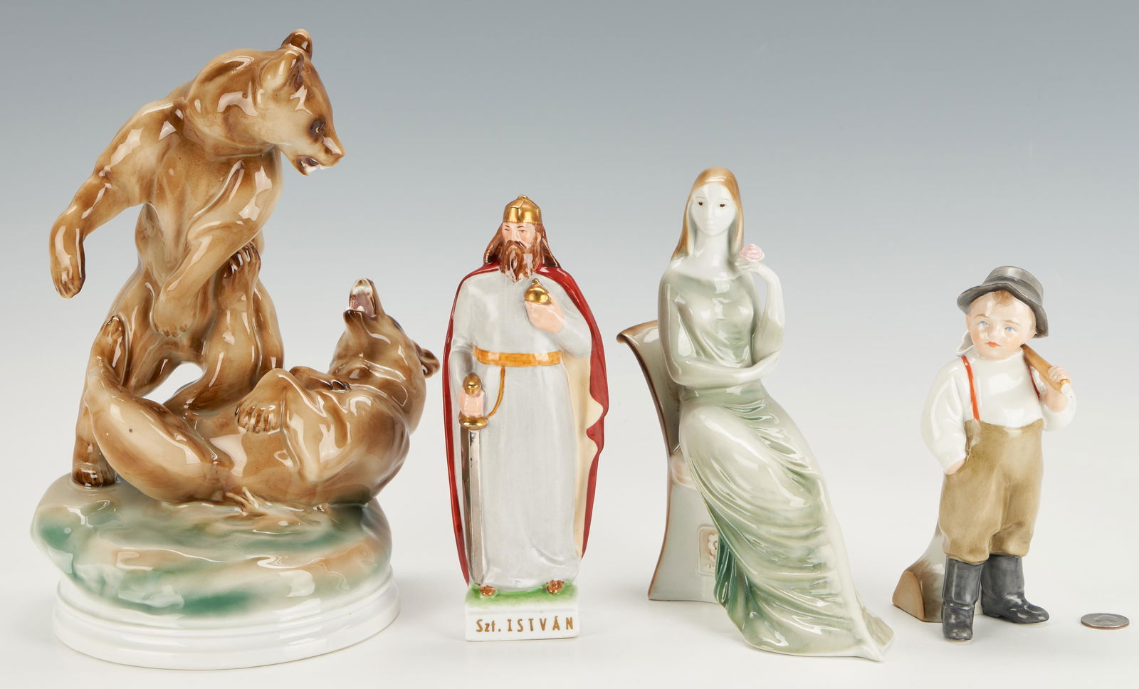 Four (4) Zsolnay Porcelain Figures (1 of 18)