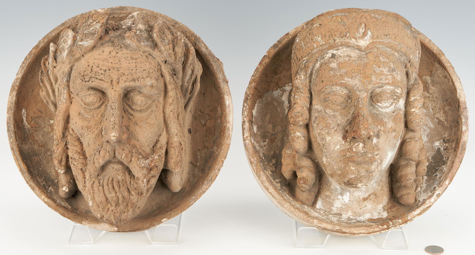Pair Cast Cement Architectural Portrait Plaques (1 of 11)