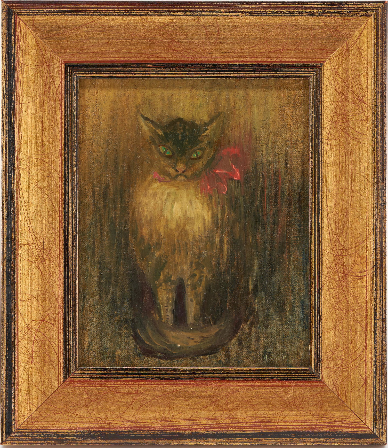 After Kees Van Dongen O/C Painting, Tabby Cat Portrait (1 of 8)