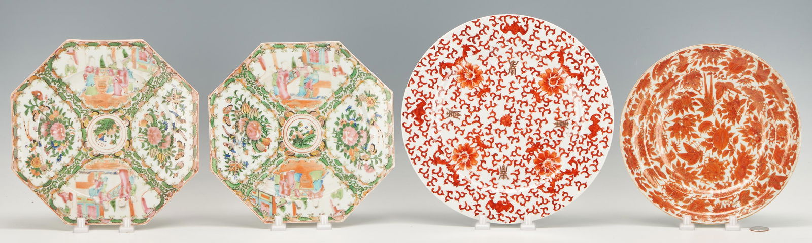 Four (4) Chinese Porcelain Plates incl. Bats (1 of 9)