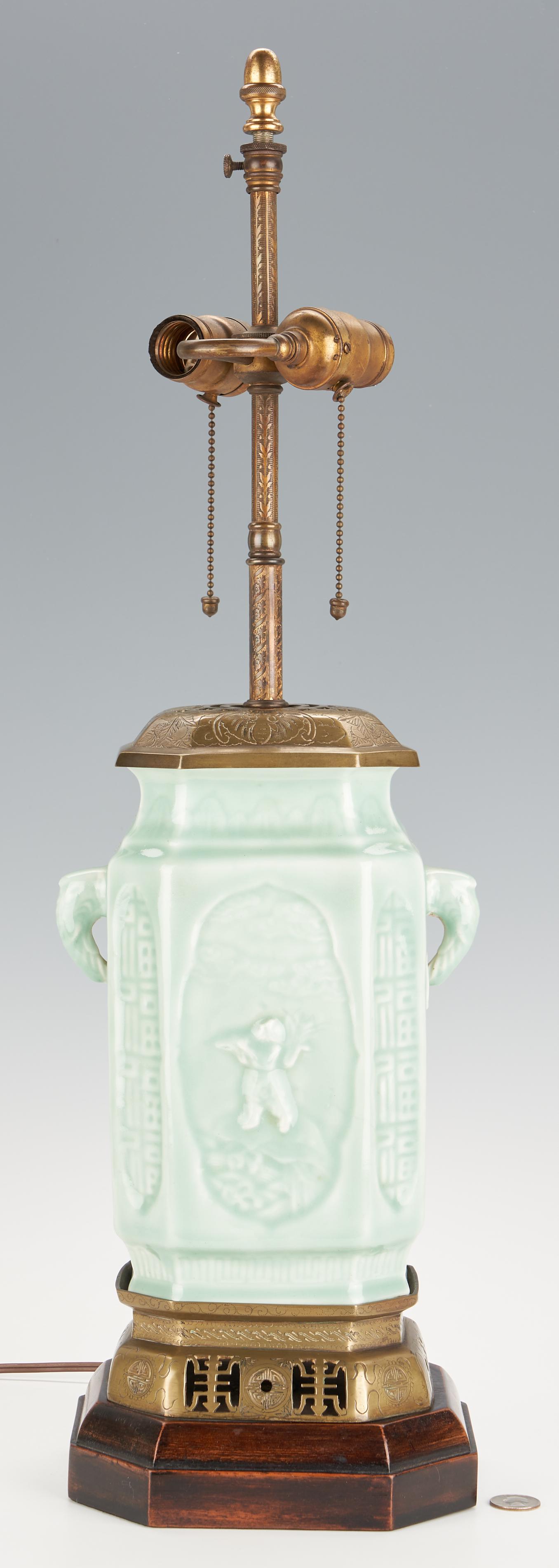 Chinese Celadon Lamp Vase, Longevity (1 of 12)