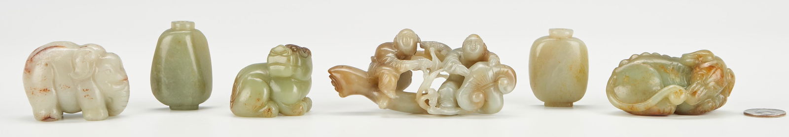 Six (6) Jade Carvings, incl. Snuff Bottles & Figurals (1 of 17)