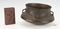 Small Chinese Ink Stone & Bronze Censer, 2 items