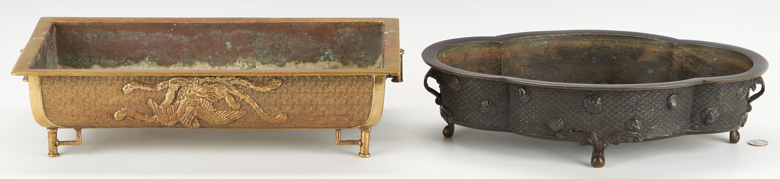 2 Japanese Bronze Suibans or Flower Basins (1 of 18)