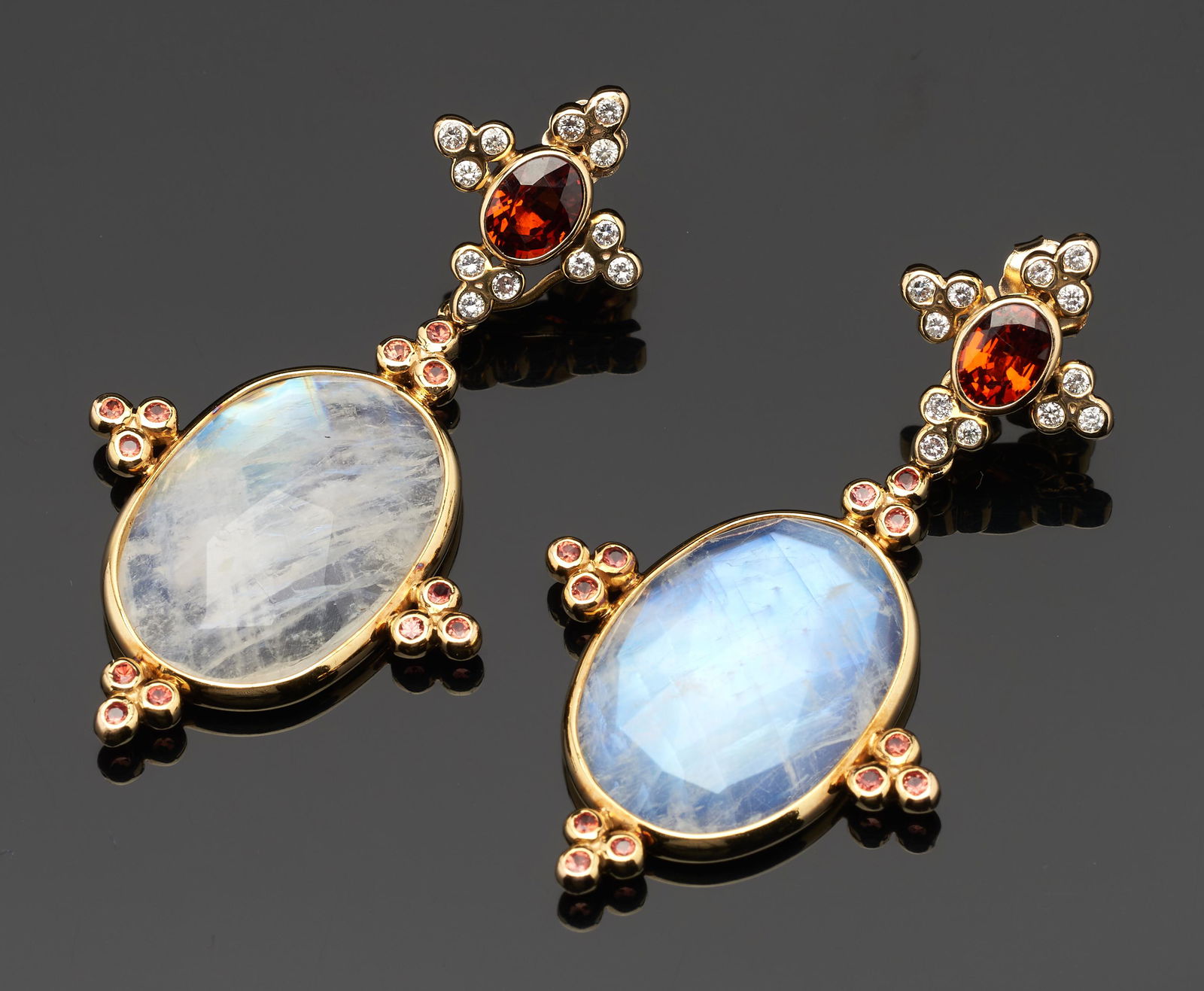 Pair Moonstone & Garnet Earrings (1 of 6)