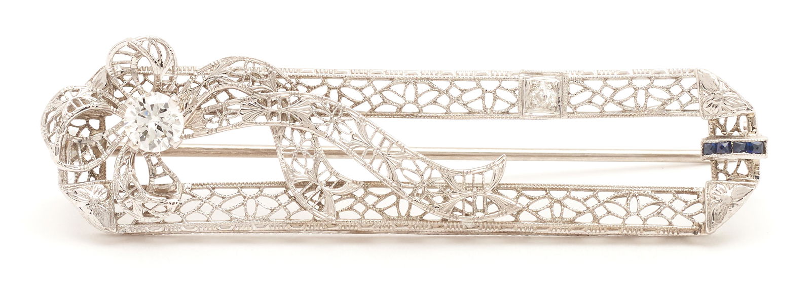 14K Gold & Diamond Ribbon Brooch (1 of 7)